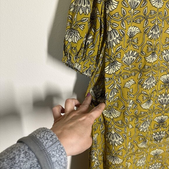 Mod's Mahal Floral Split Neck Midi Dress Womens Size XS Pockets Block Print Boho - Picture 6 of 13